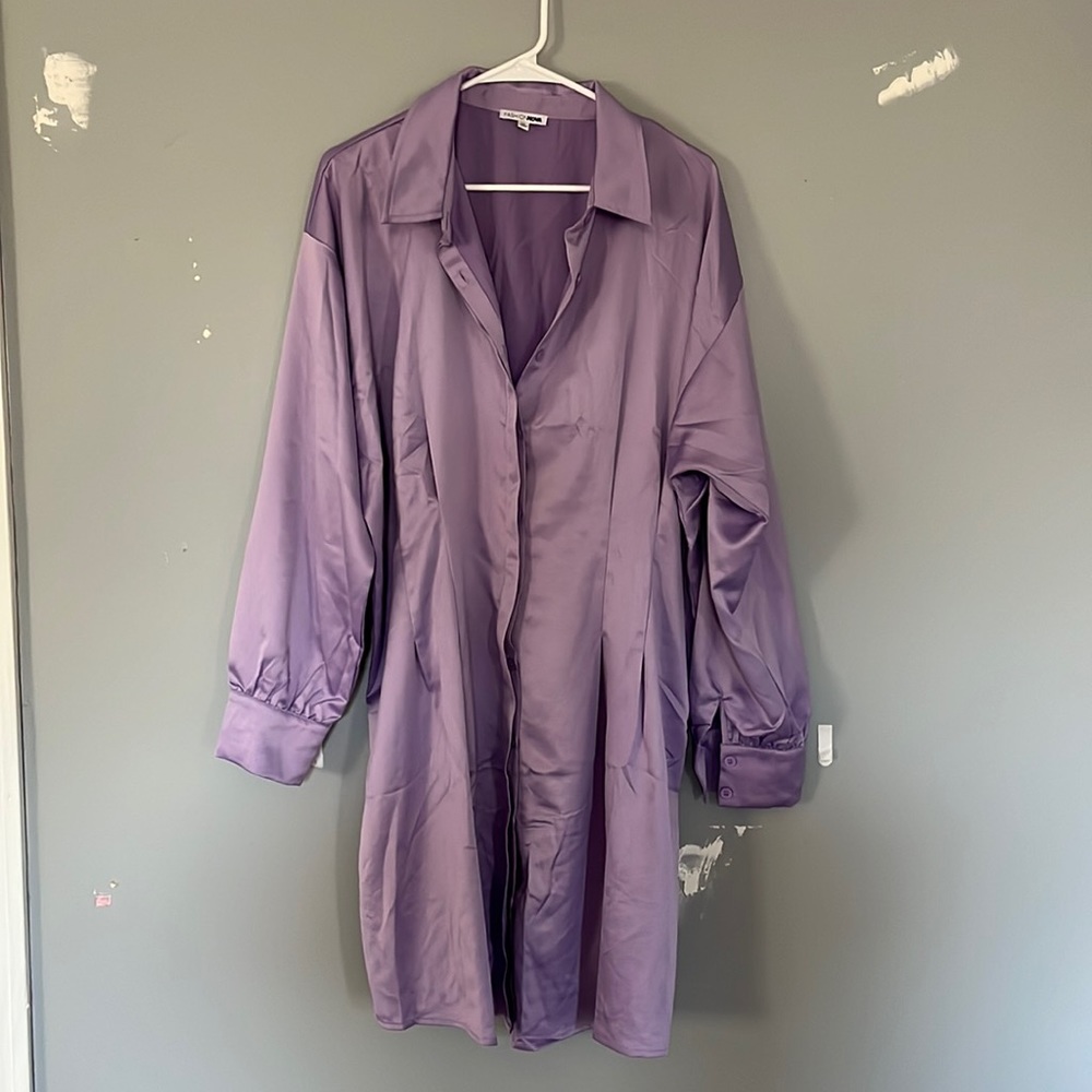 Dress shirt style dress, lilac color, size 2X